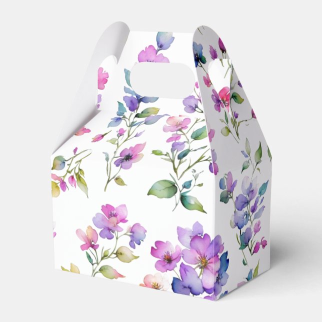 Elegant rosa lila vattenfärgsblommor presentaskar (Framsidan Sidan)