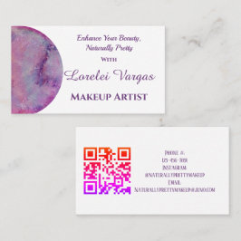 Elegant Rosa Lila Watercolor Makeup Artist Visitkort