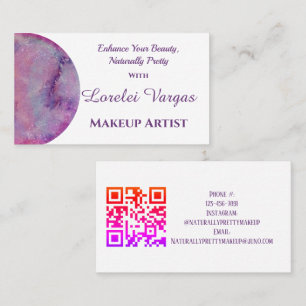 Elegant Rosa Lila Watercolor Makeup Artist Visitkort