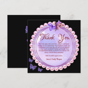 Elegant Rosa & Lilac Pearl Bröllop-årsdag Tack Kort