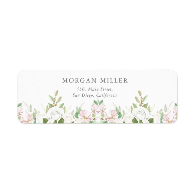 Elegant Rosa Lili Ivory Ro Blommigt Address Label Returadress Etikett (Framsidan)