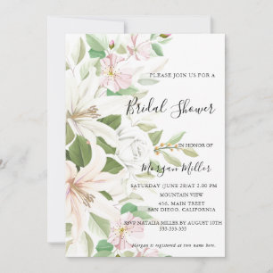 Elegant Rosa Lili Ivory Ro Blommigt Möhippa Inbjudningar