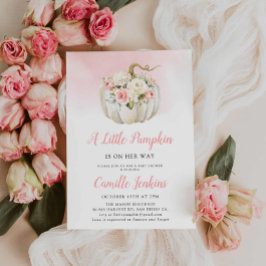 Elegant Rosa Little Pumpkin Girl Shower Inbjudningar