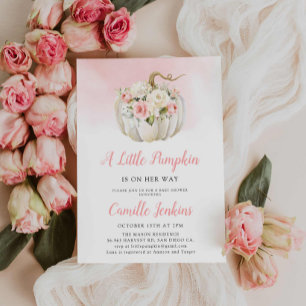 Elegant Rosa Little Pumpkin Girl Shower Inbjudningar