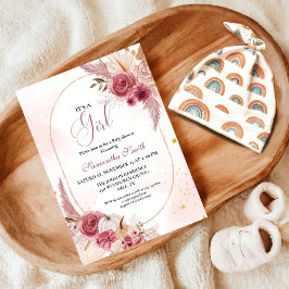 Elegant Rosa Little Pumpkin Girl Shower Inbjudningar