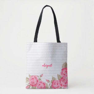 Elegant Rosa Loely & Ro Stripe Mönster Tygkasse