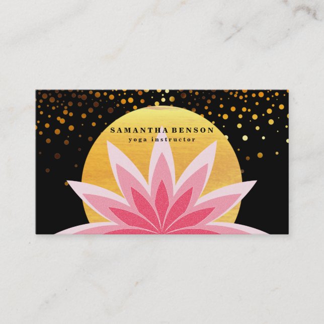 Elegant Rosa Lotus Flower Logotyp Yoga Healing Hea Visitkort (Framsida)