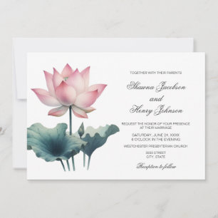 Elegant Rosa Lotus Flower Wedding bjudande Inbjudningar