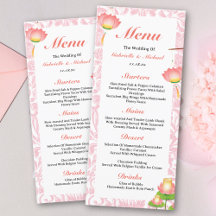 Elegant Rosa Lotus Lanterns Indian Bröllop Menu