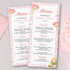 Elegant Rosa Lotus Lanterns Indian Bröllop Menu