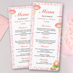Elegant Rosa Lotus Lanterns Indian Bröllop Menu