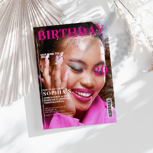 Elegant rosa Magazine-hölje 30års födelsedag Inbjudningar