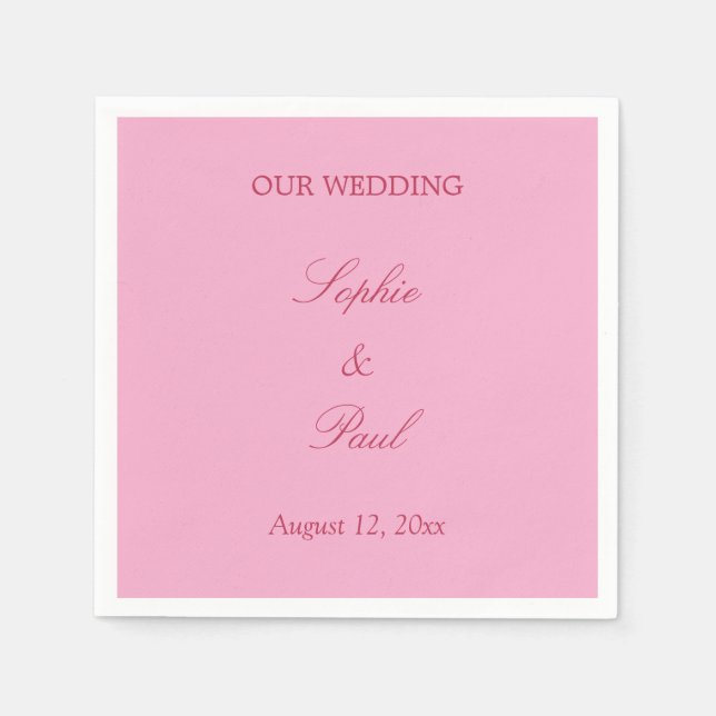 Elegant Rosa Magenta Bröllop Napkins Pappersservett (Framsidan)