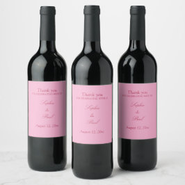 Elegant Rosa Magenta Bröllop Vin Vinflaska Etikett