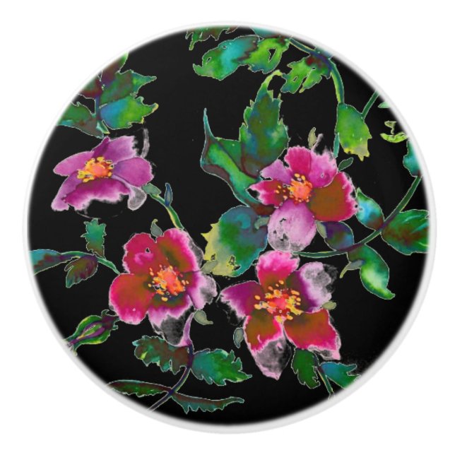 Elegant rosa magenta vattenfärgs blommigt ro knopp (Framsidan)