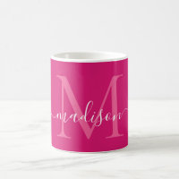 Elegant Rosa Magenta White Monogram Script Snyggt