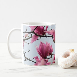 Elegant Rosa Magnolia Blommars Peacnice Hanami Kaffemugg