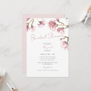 Elegant Rosa Magnolia Blommigt Möhippa Inbjudningar