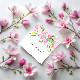 Elegant Rosa Magnolia Watercolor Baby Shower Tack Kort