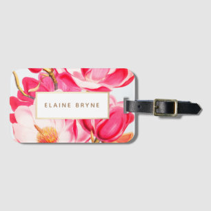 Elegant Rosa Magnolia Watercolor Blommigt Bagagebricka