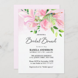 Elegant Rosa Magnolia Watercolor Möhippa Brunch Inbjudningar