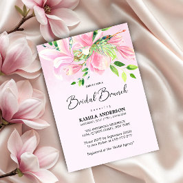 Elegant Rosa Magnolia Watercolor Möhippa Brunch Inbjudningar