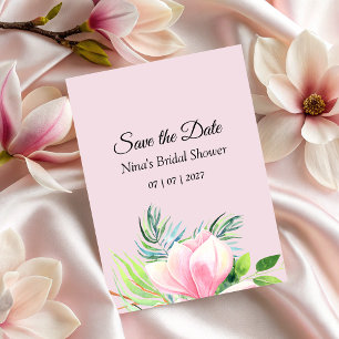Elegant Rosa Magnolia Watercolor Möhippa Spara Datumet
