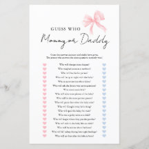 Elegant Rosa Mamma eller Pappa Bebis Shower Spel