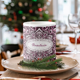 Elegant Rosa Mandala Mugg