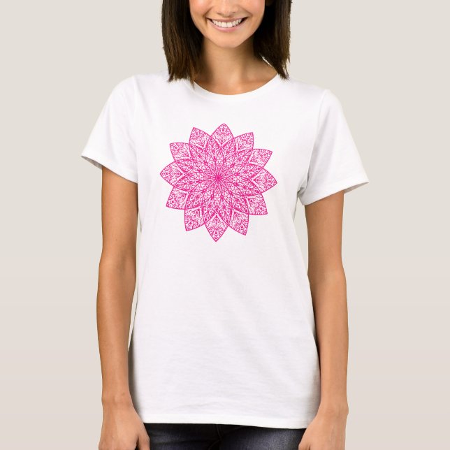 Elegant Rosa Mandala T Shirt (Framsida)
