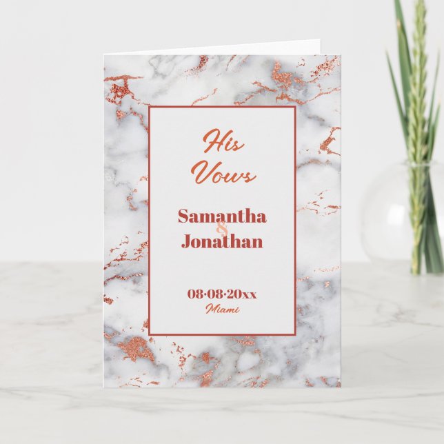 Elegant Rosa Marble Bröllop hans visitkort Tack Kort (Framsida)