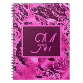 Elegant Rosa Marble fold Monogram Typography Anteckningsbok
