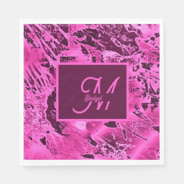 Elegant Rosa Marble fold Monogram Typography Pappersservett