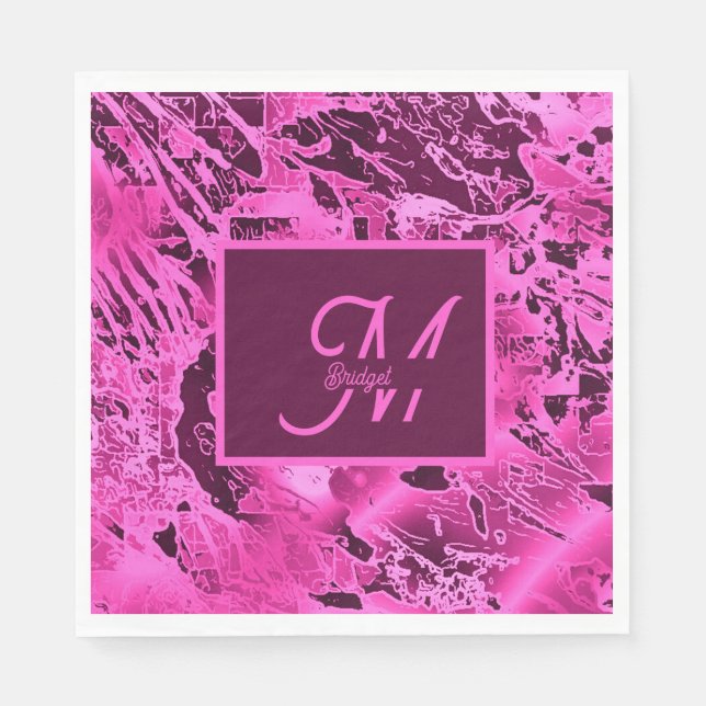 Elegant Rosa Marble fold Monogram Typography Pappersservett (Framsidan)