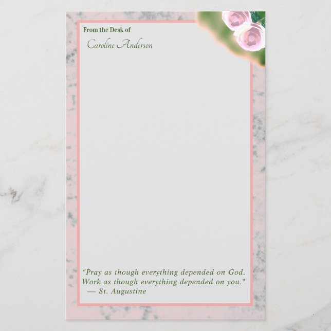 Elegant Rosa Marble inspirational Stationary (Framsida)