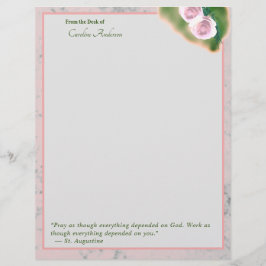 Elegant Rosa Marble inspirational Stationary Brevhuvud