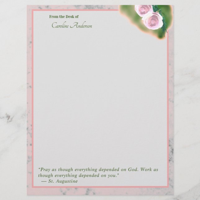 Elegant Rosa Marble inspirational Stationary Brevhuvud (Framsida)