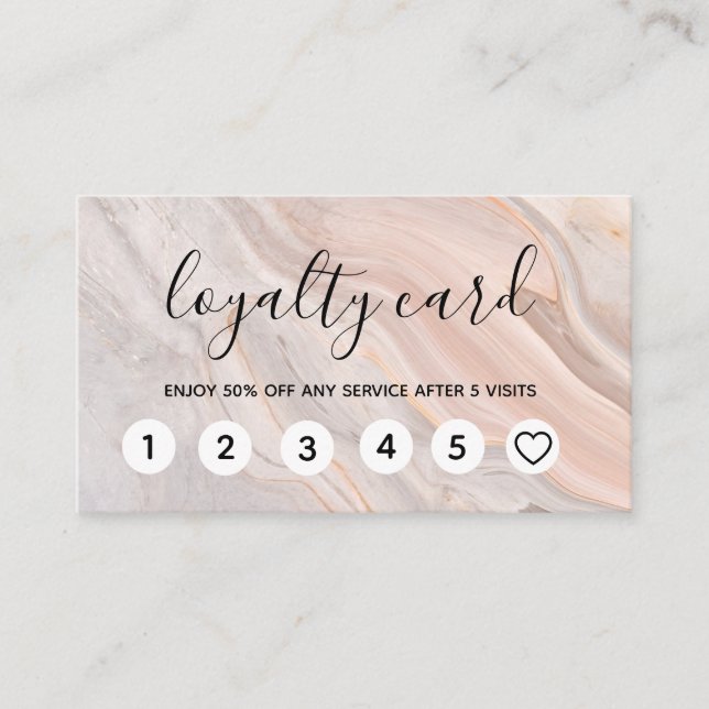 Elegant Rosa Marble Loyalty Cards Visitkort (Framsida)