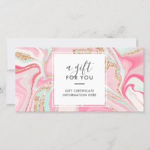 Elegant rosa marble ro guld glitter presentkort