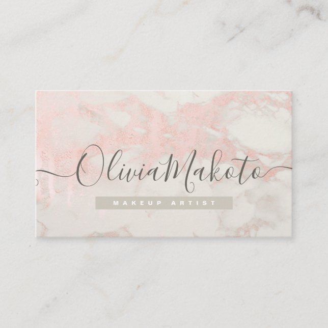 Elegant Rosa Marble Ro Script-textdesign Visitkort (Framsida)