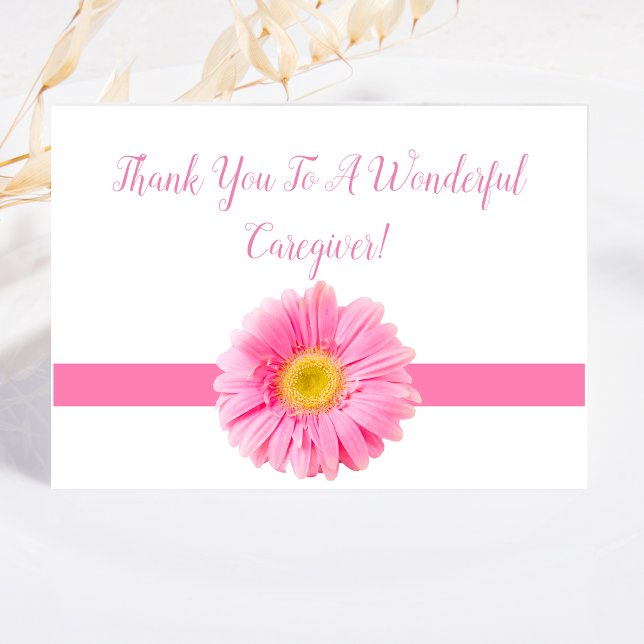 Elegant Rosa Marguerit Tacksamhetskort till Vårdgi Tack Kort (Elegant pink daisy thanks caregivers for making life brighter and easier.)