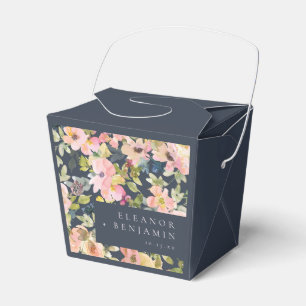 Elegant Rosa Marinblå Akvarell Blommig Anpassad Br Presentaskar