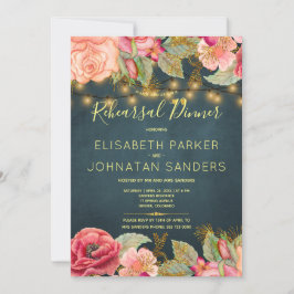 Elegant rosa marinens repetitionsmiddag guld ljus inbjudningar