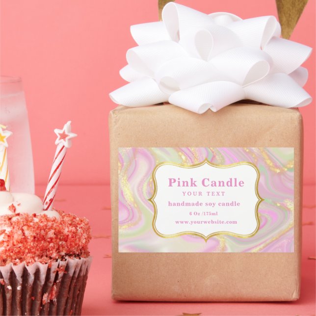 Elegant rosa marmor guld ljusstake etikett mall (Part)