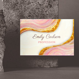 Elegant rosa  marmorkonst faux guld glitter bu magnetiska visitkort