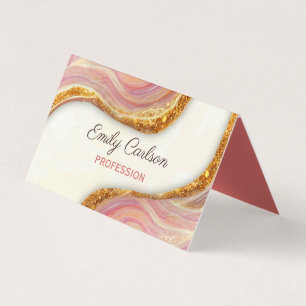 Elegant rosa  marmorkonst faux guld glitter bu visitkort