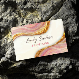 Elegant rosa  marmorkonst faux guld glitter bu visitkort