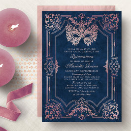 Elegant Rosa Masqueramask Quinceanera Inbjudningar