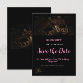 Elegant Rosa Masqueramask Theme Sweet 16:e Spara Datumet