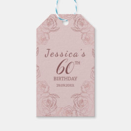 Elegant Rosa Mauve Blommigt Birthday Gift Märkre Presentetikett